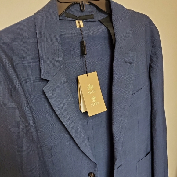 NWT$686 Burberry Blue Mens Linen Wool Blazer Jacket Coat Sz 42 - Picture 14 of 16